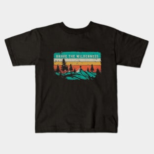 Brave the Wilderness - Distressed Nature Graphic Kids T-Shirt